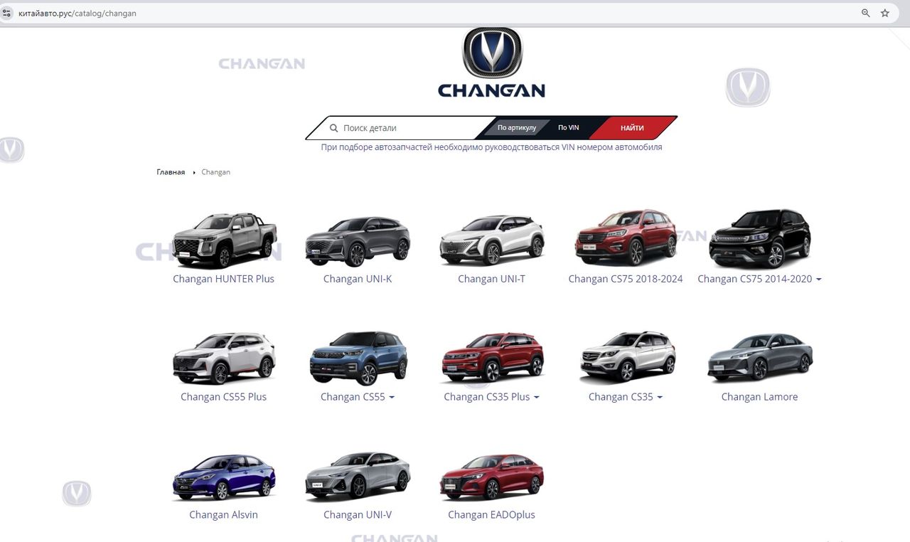 CHANGAN CS95 Каталог Запчастей